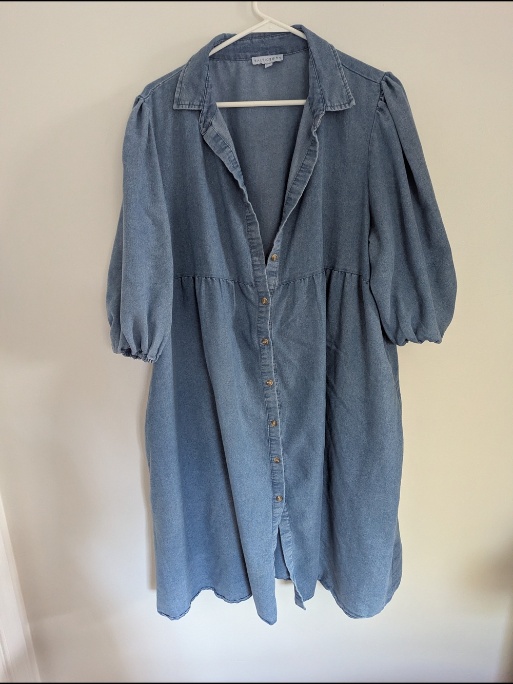 Baltic Born Light Blue Denim Button-Front Midi Dress
